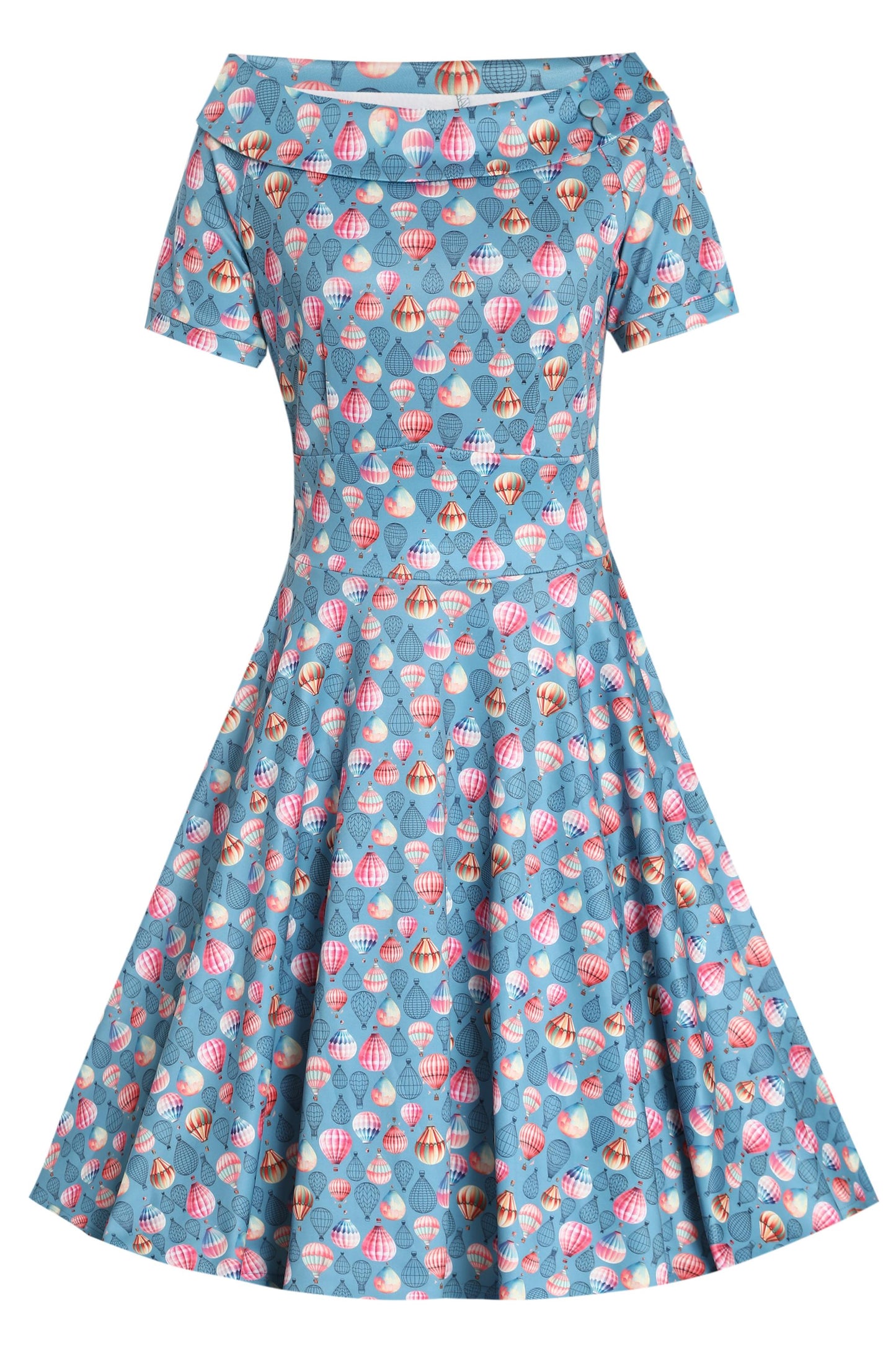 Darlene Hot Air Balloon Blue Swing Dress
