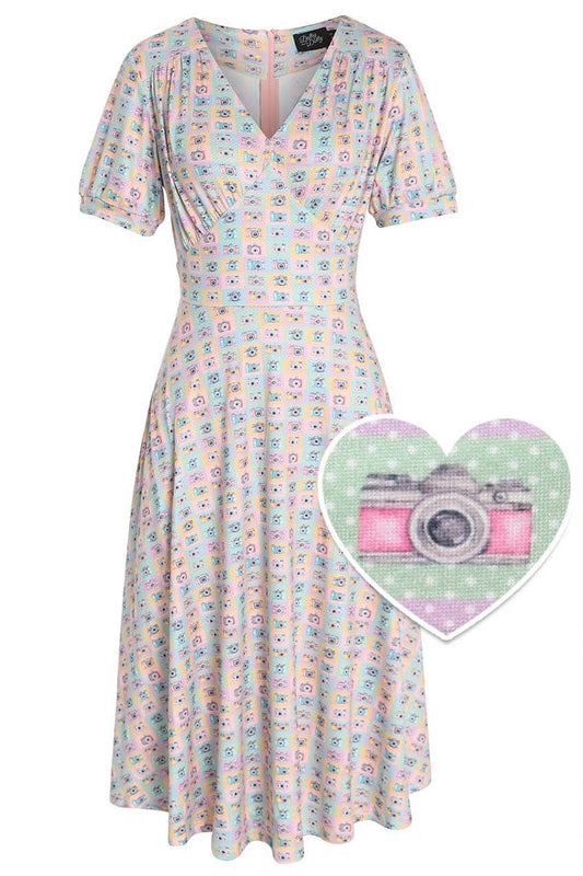 Julia Camera Print Midi Dress