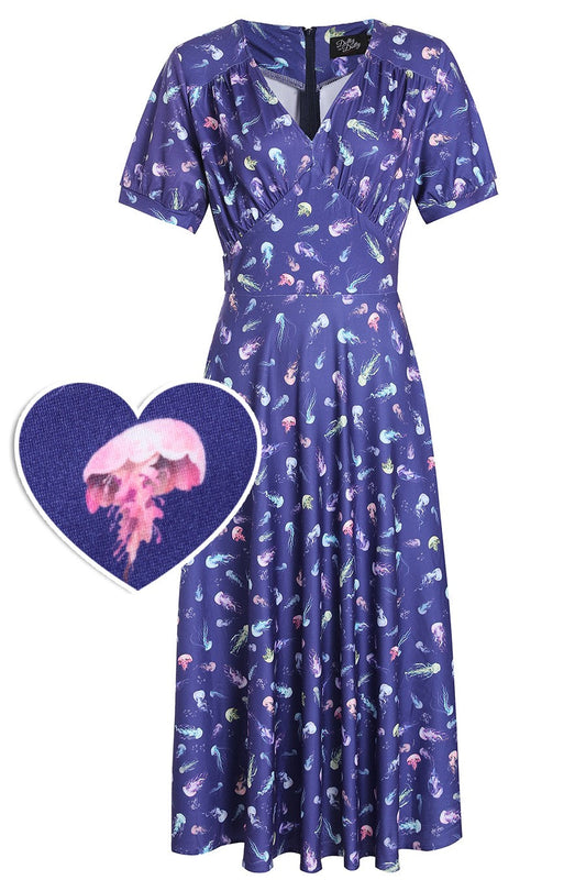 Julia Purple Jellyfish Sleeved Dress