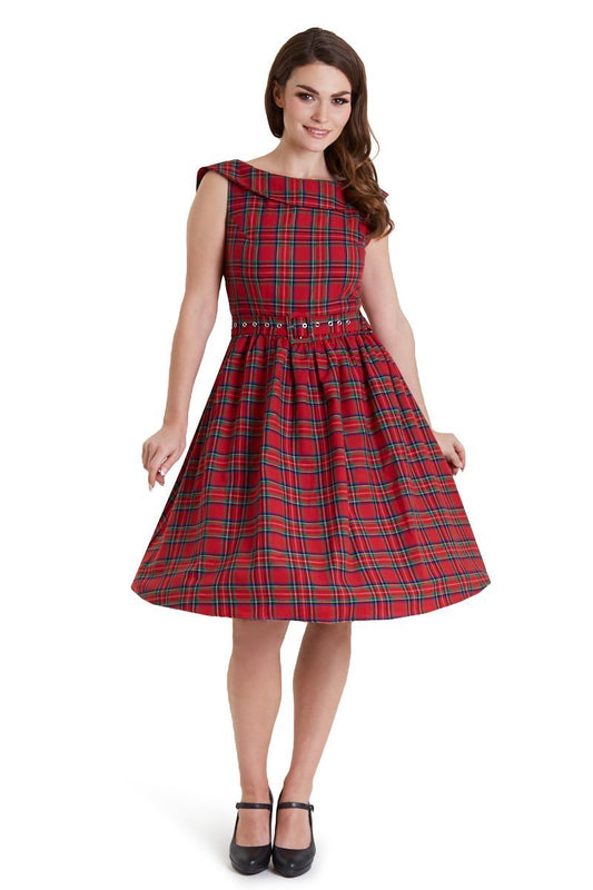 Cindy Highland Red Tartan Circle Dress