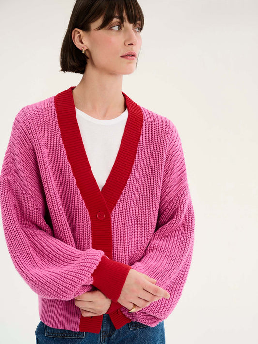 Hopper Cardigan in Pink and Red
