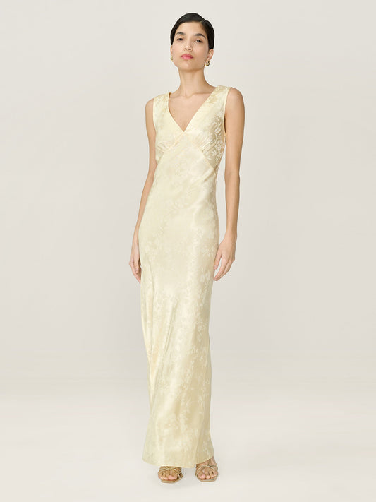 Iris Jacquard Dress in Double Cream