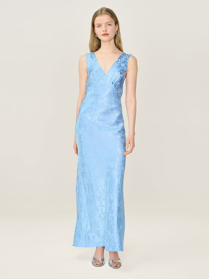 Iris Jacquard Dress in Vista Blue