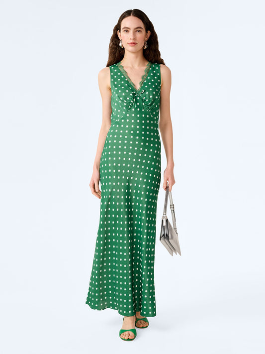 Jennifer Dress in Green Starburst Print