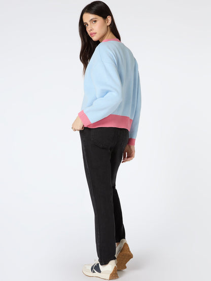 Kayla Knit Cardigan in Blue and Pink
