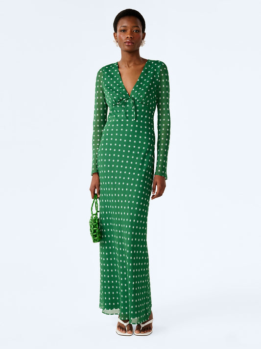 Marj Dress in Green Starburst Print