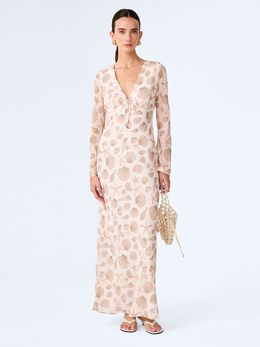 Marj Dress in Painterly Shell Print