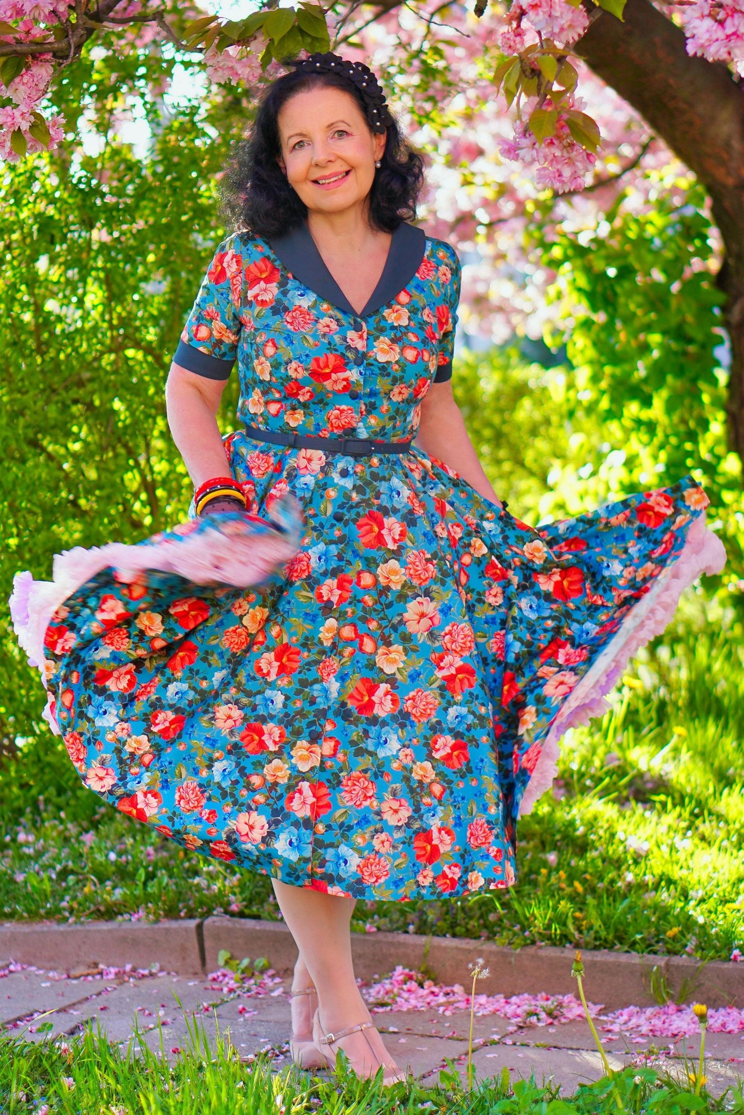 Mollie Blue Floral Full Circle Shirt Dress