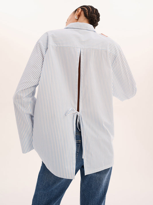 Nala Stripe Tie Back Shirt in Light Blue Stripe