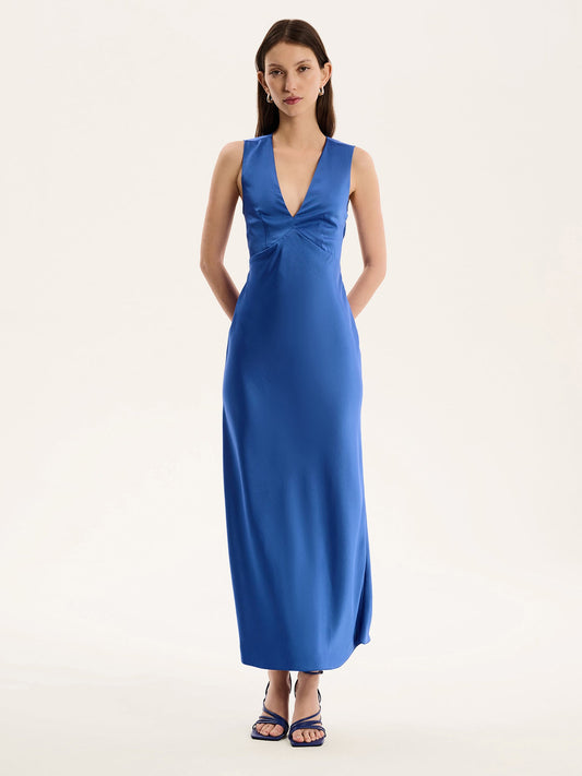 Nova Tie Back Dress in Cobalt