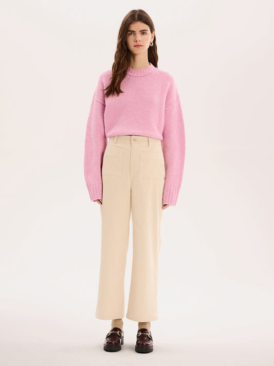 Orielle Cropped Cord Trouser in Ecru