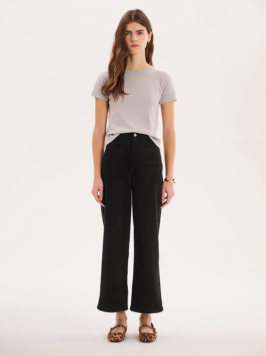 Orielle Cropped Cord Trouser in Black