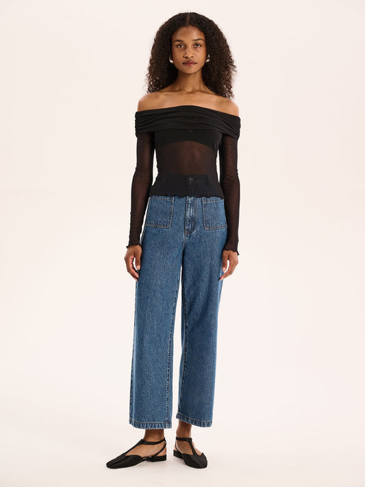 Orielle Cropped Jean in Mid Wash