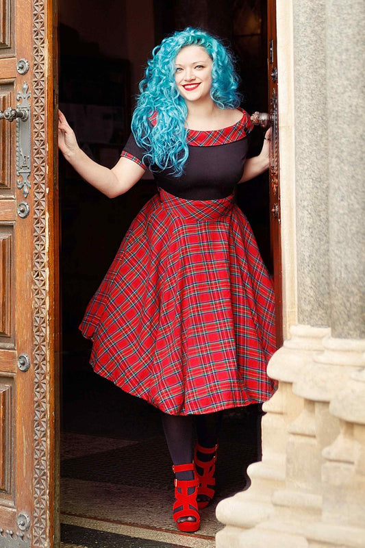 Darlene Red Tartan Swing Dress