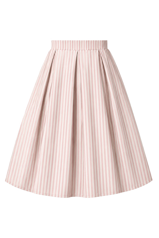 Aisley Light Pink Stripe Pleated Skirt