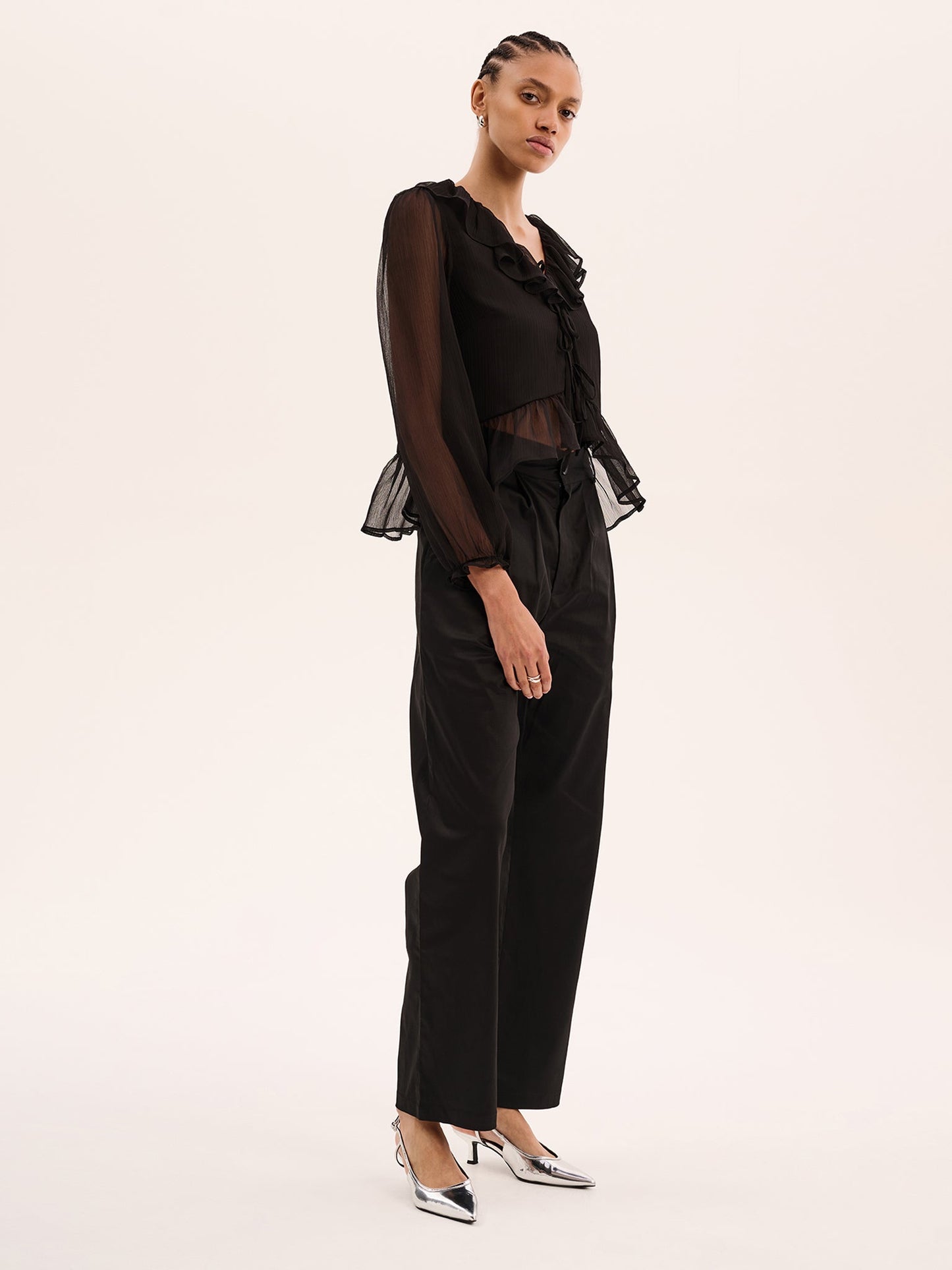 Selina Chiffon Top in Black