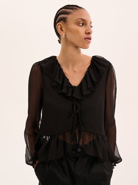 Selina Chiffon Top in Black