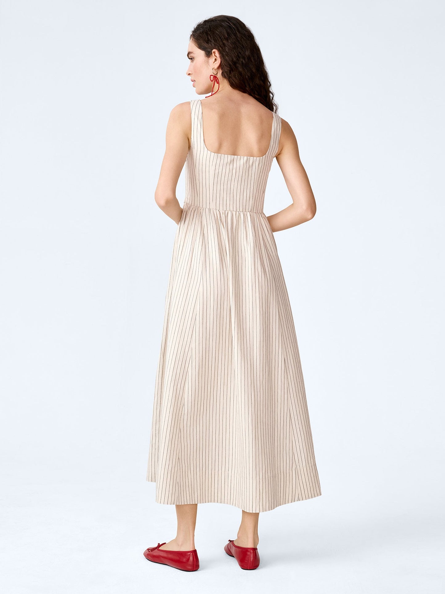 Suri Dress in Cream and Black Stripe