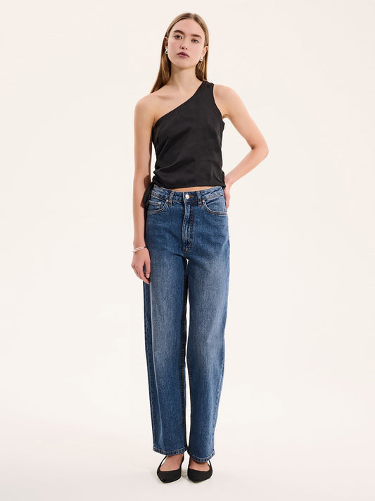 Sweeny One Shoulder Top in Black