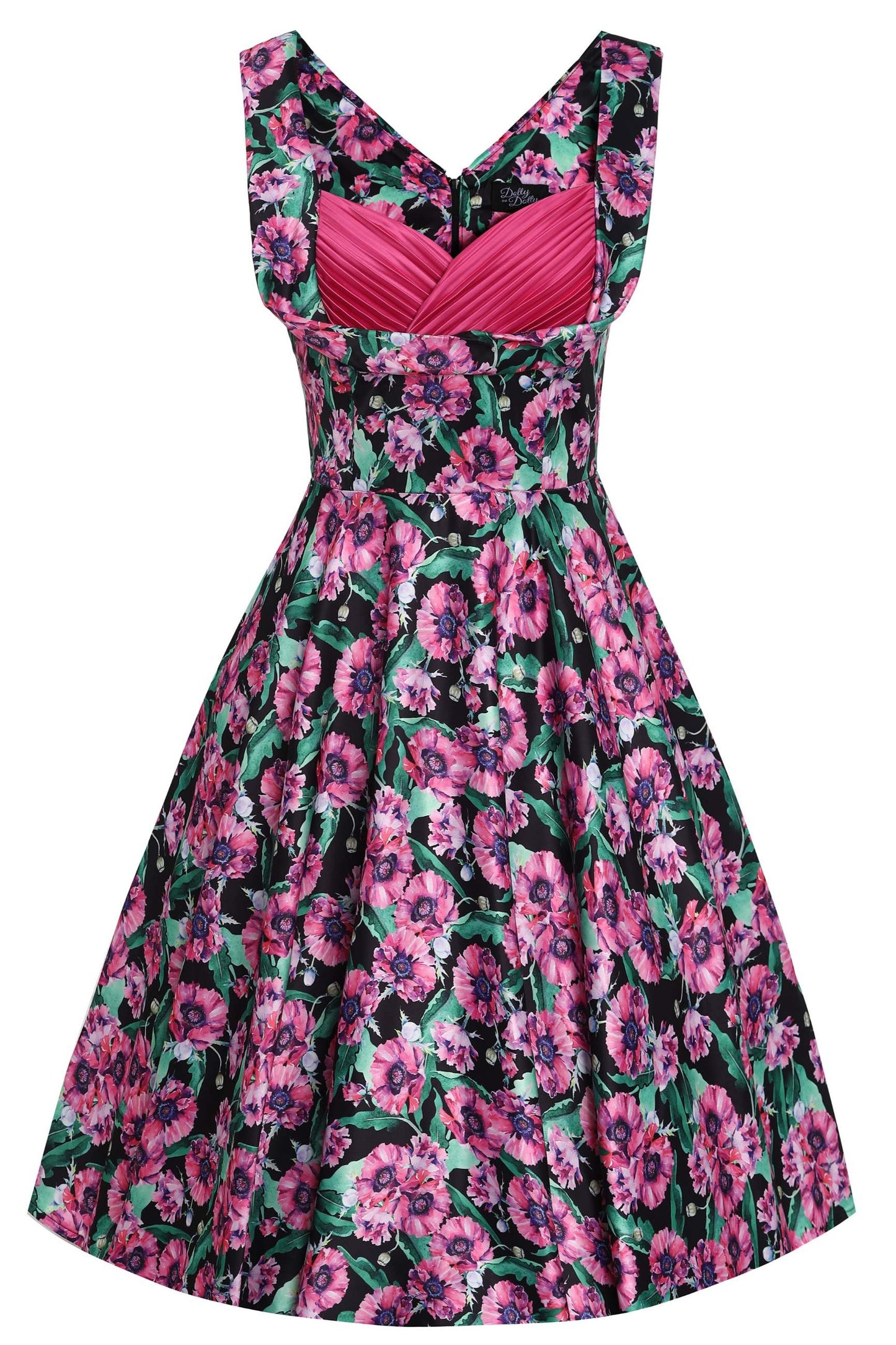 Grace Purple Poppy Pleated Bust Dress