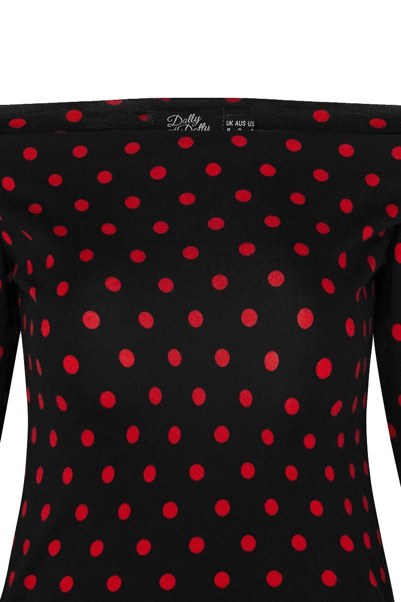 Gloria Black-Red Polka Dot Top