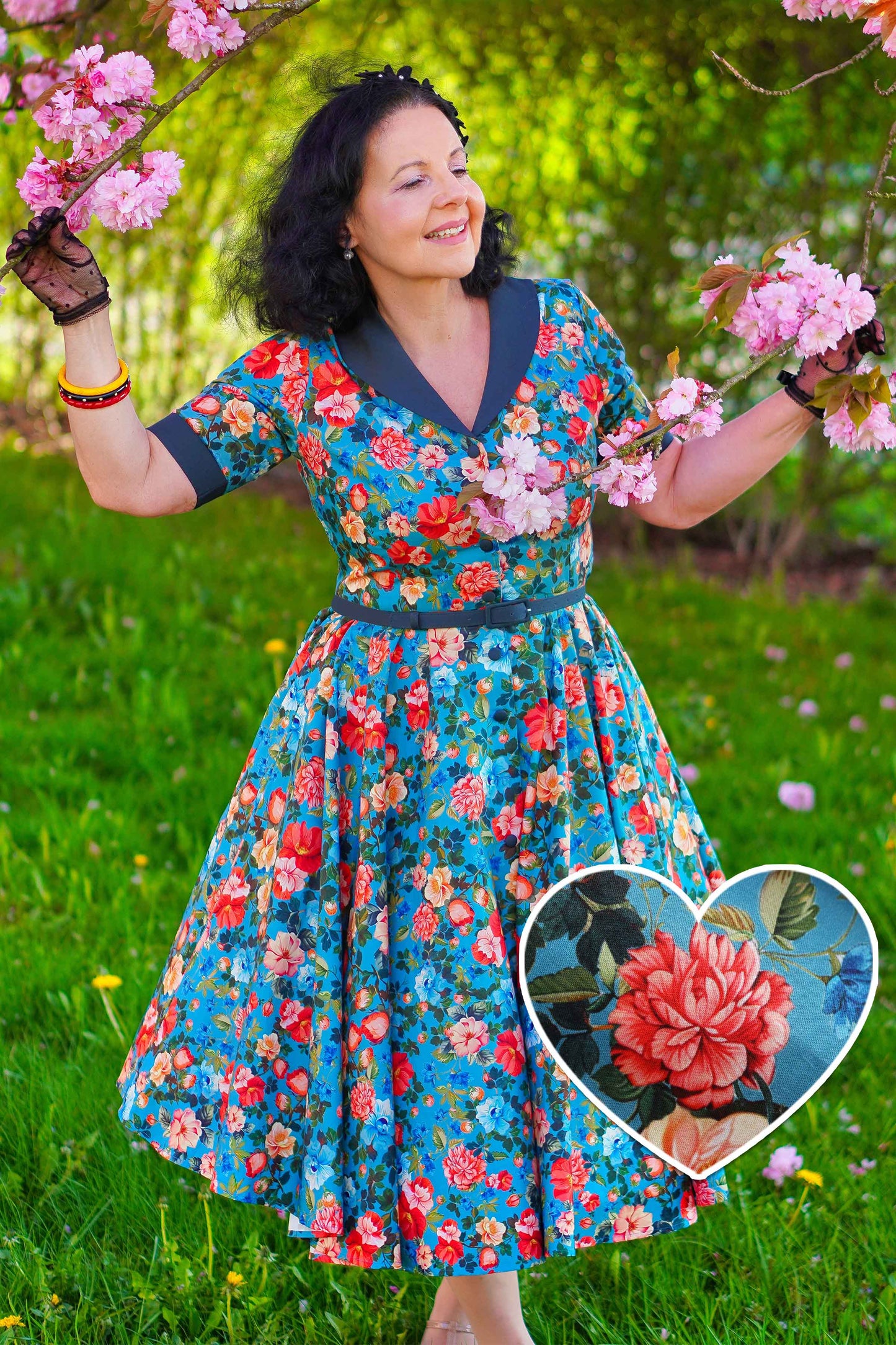 Mollie Blue Floral Full Circle Shirt Dress