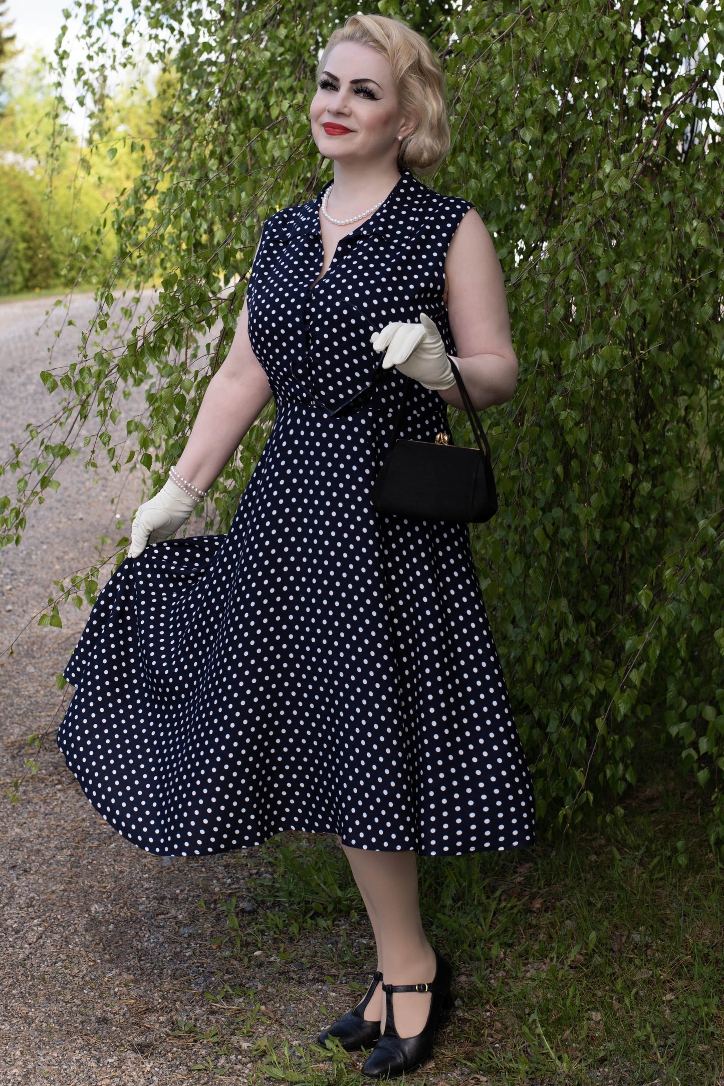 Poppy Blue Polka Dot Shirt Dress