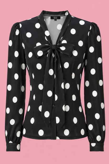 Margaret Black Polka Dot Blouse