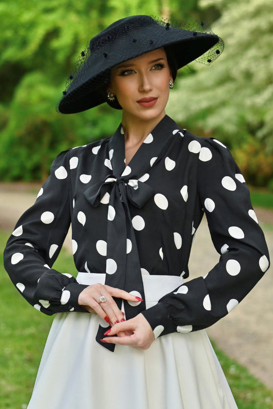 Margaret Black Polka Dot Blouse