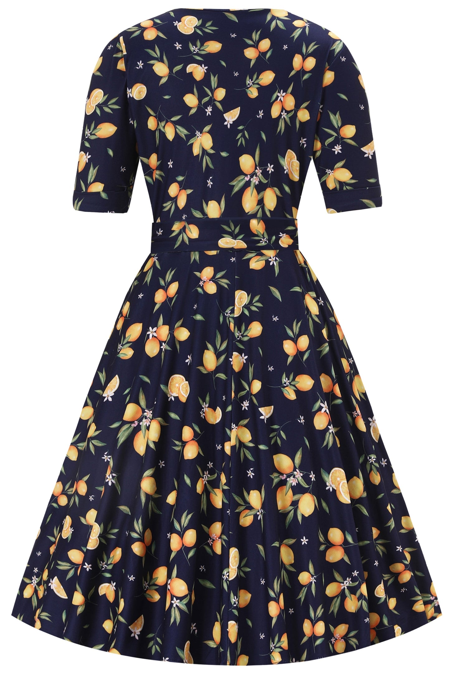 Matilda Dark Blue Lemon Wrap Dress