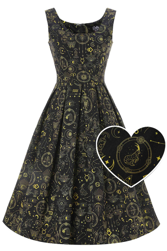Amanda Gold Horoscope Swing Dress In Black