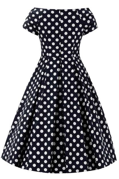 Lily Black Polka Dot Off Shoulder Dress