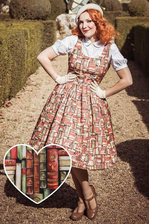 Amanda Book Print Tea Dress