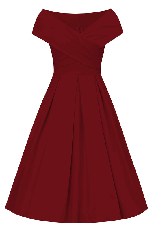 Beverly Burgundy Red Off Shoulder Dress