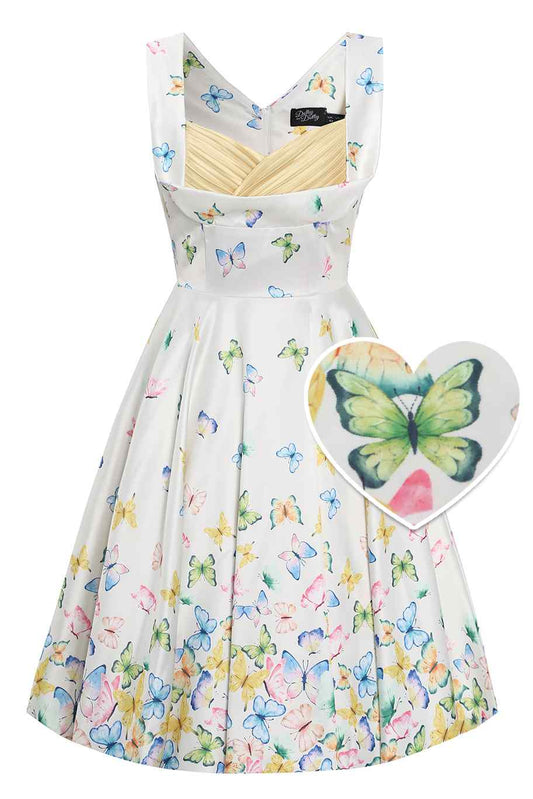 Grace Buttterfly Garden Pleated Bust Dress