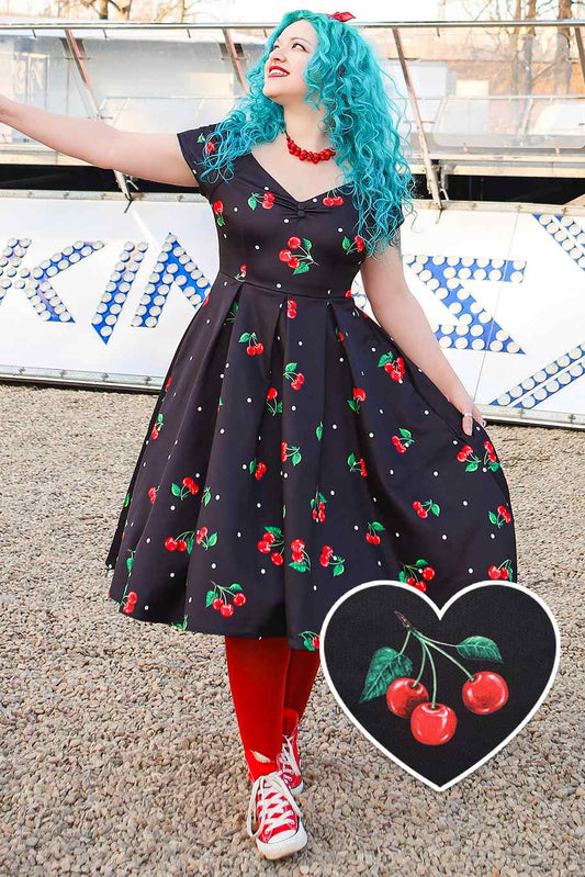 Lily Cherry Off Shoulder Dress In Black