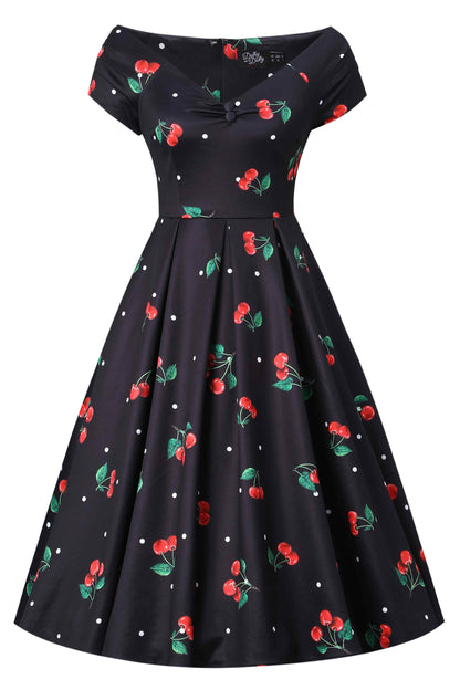 Lily Cherry Off Shoulder Dress In Black