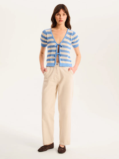 Harper Stripe Knit Top in Blue and White