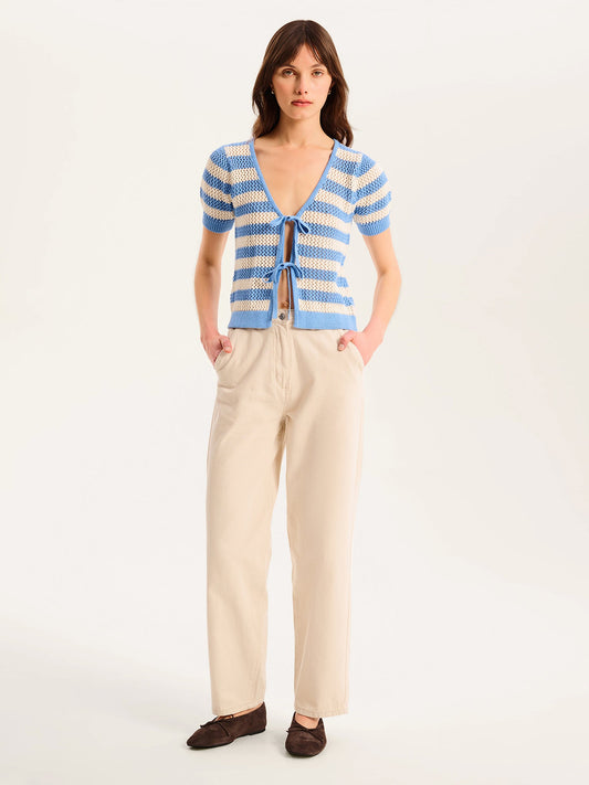 Harper Stripe Knit Top in Blue and White
