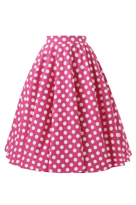 Maisie Hot Pink Polka Dot Full Circle Midi Skirt
