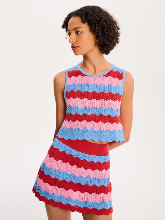 Wilma Top in Blue and Pink