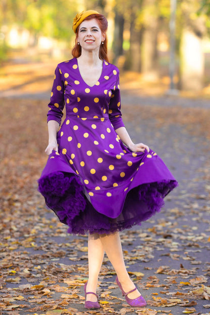 Maria Purple Circle Dress With Polka Dots