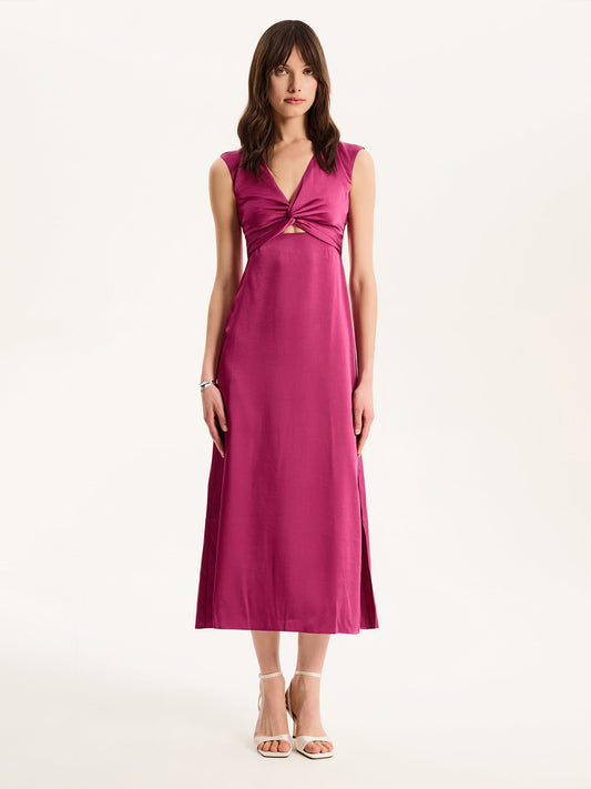 Marin Twist Front Dress in Magenta