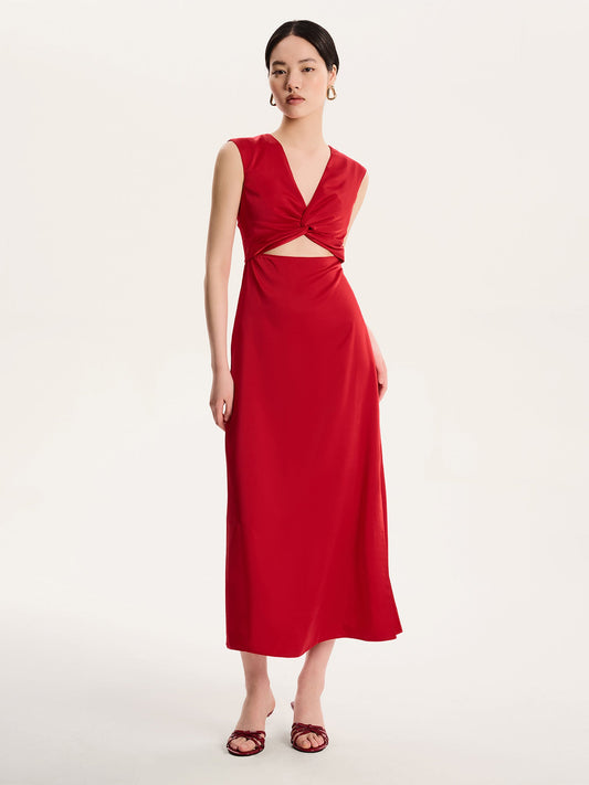 Marin Twist Satin Dress in Barbados CherryÂ 