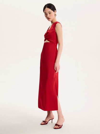 Marin Twist Satin Dress in Barbados CherryÂ 