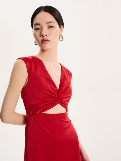 Marin Twist Satin Dress in Barbados CherryÂ 