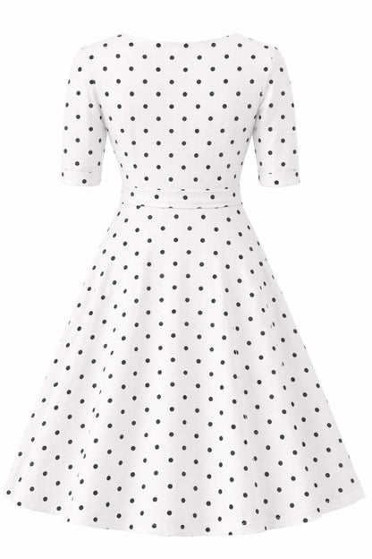Matilda Polka Dot Wrap Dress in White