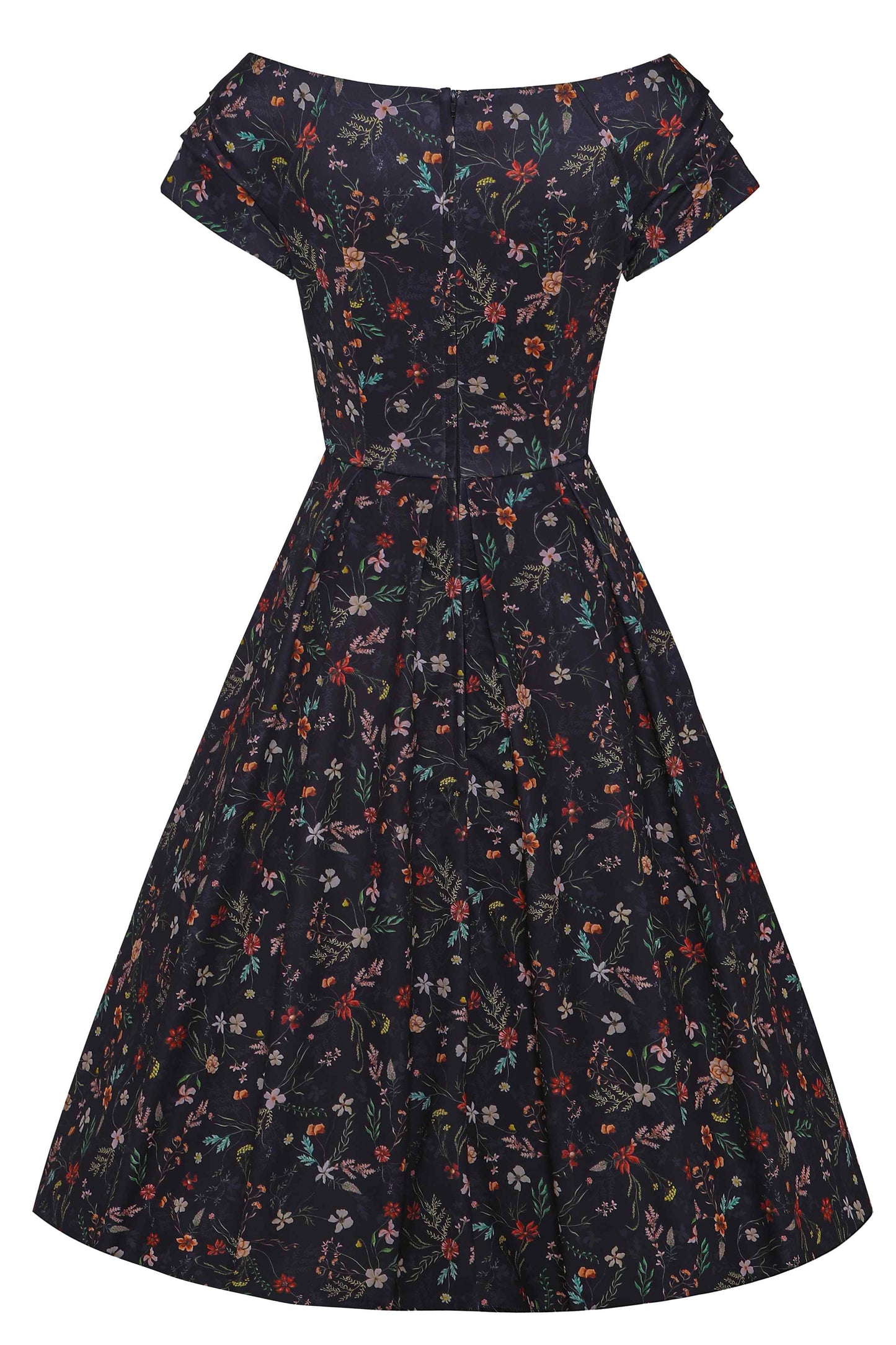Lily Meadow Floral Black Off Shoulder Dress