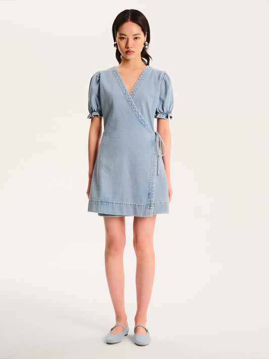 Mikayla Dress in Light Wash