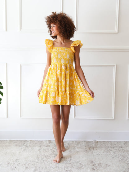 Bea Dress in Yellow Zinnia